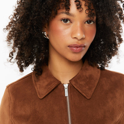 Tula | Faux Suede Cropped Jacket – Zipper Jacket