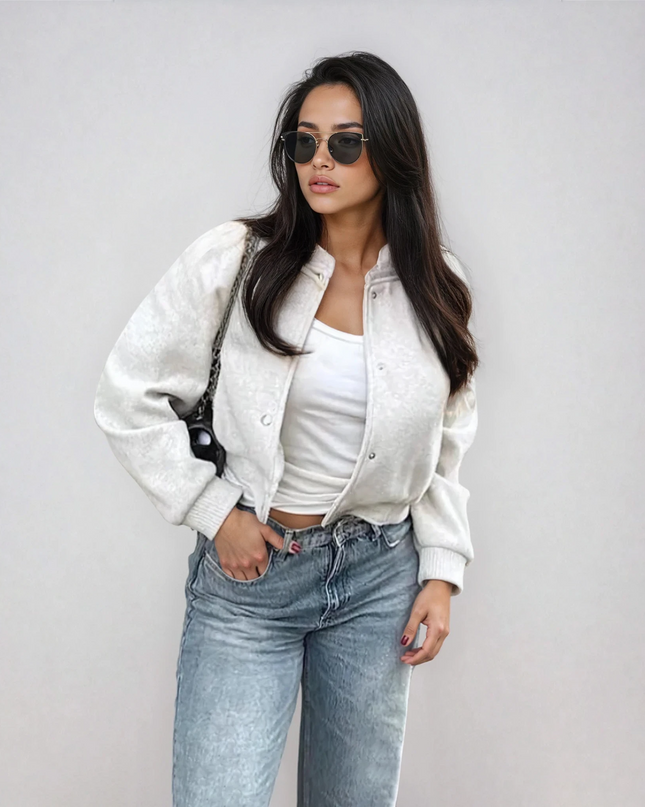 Tweedale | Cropped Bomber Jacket – Pocket with Clasp Closure