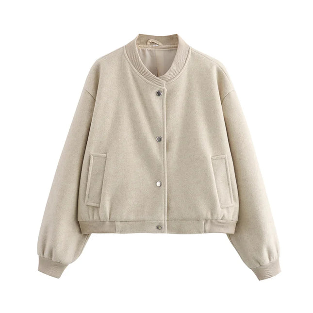 Tweedale | Cropped Bomber Jacket – Pocket with Clasp Closure