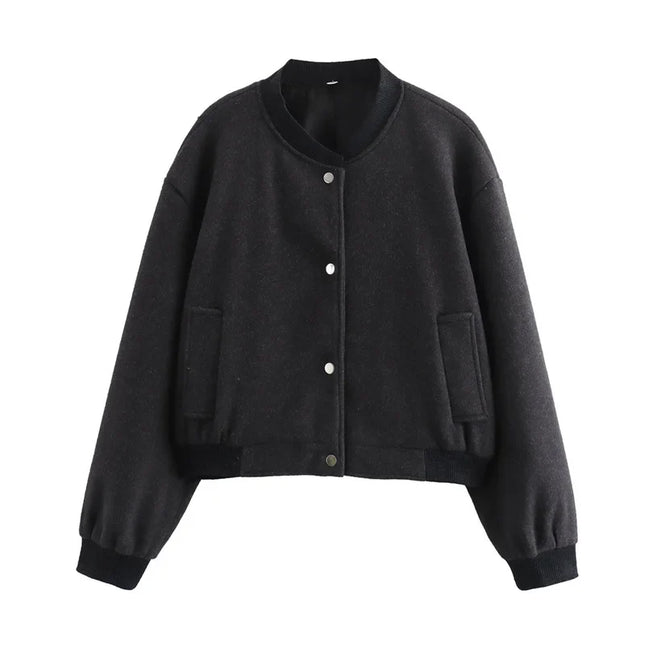 Tweedale | Cropped Bomber Jacket – Pocket with Clasp Closure