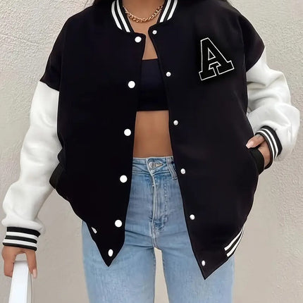 Varsoria | Black & White Varsity Jacket – Cropped Jacket