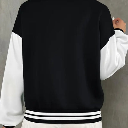 Varsoria | Black & White Varsity Jacket – Cropped Jacket