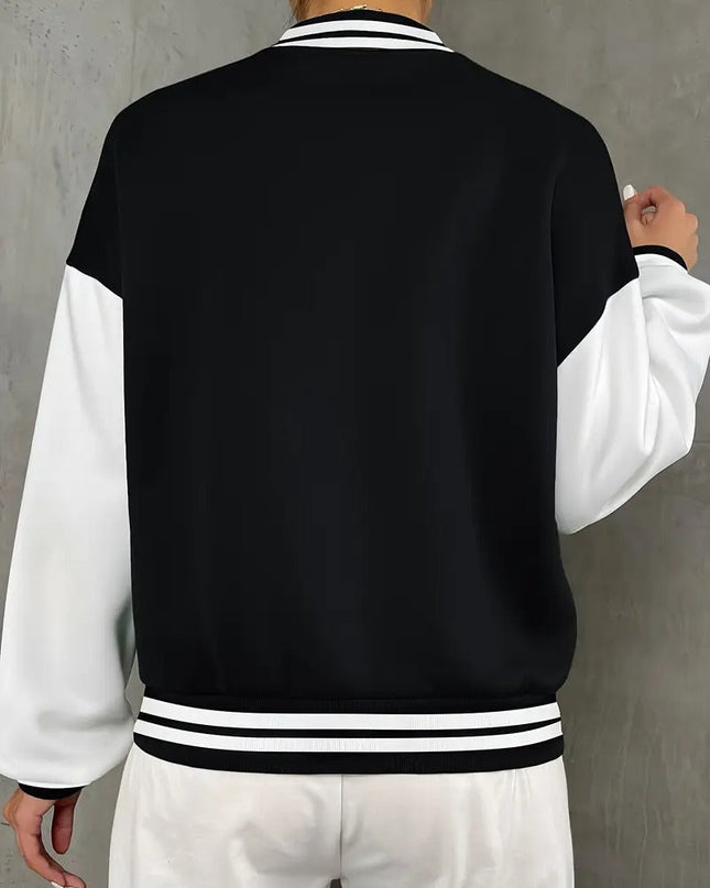 Varsoria | Black & White Varsity Jacket – Cropped Jacket
