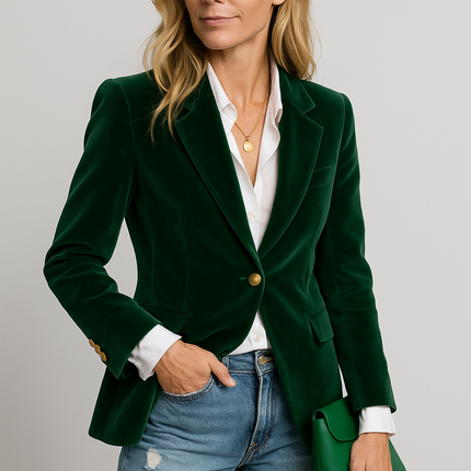 Veloria | Velvet Blazer – Buttoned Coat