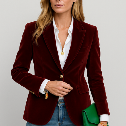 Veloria | Velvet Blazer – Buttoned Coat