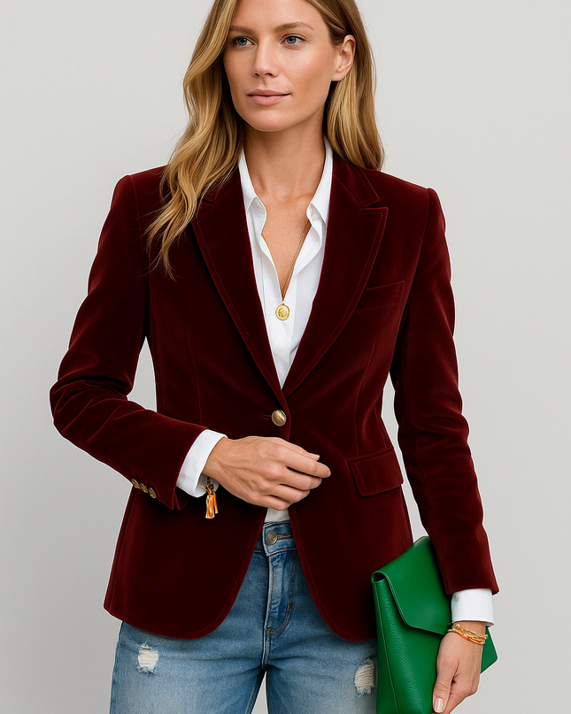 Veloria | Velvet Blazer – Buttoned Coat