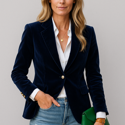 Veloria | Velvet Blazer – Buttoned Coat