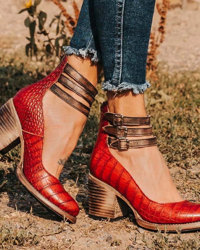 Veronelle | High Heels Sandals – Three Straps Block Heel