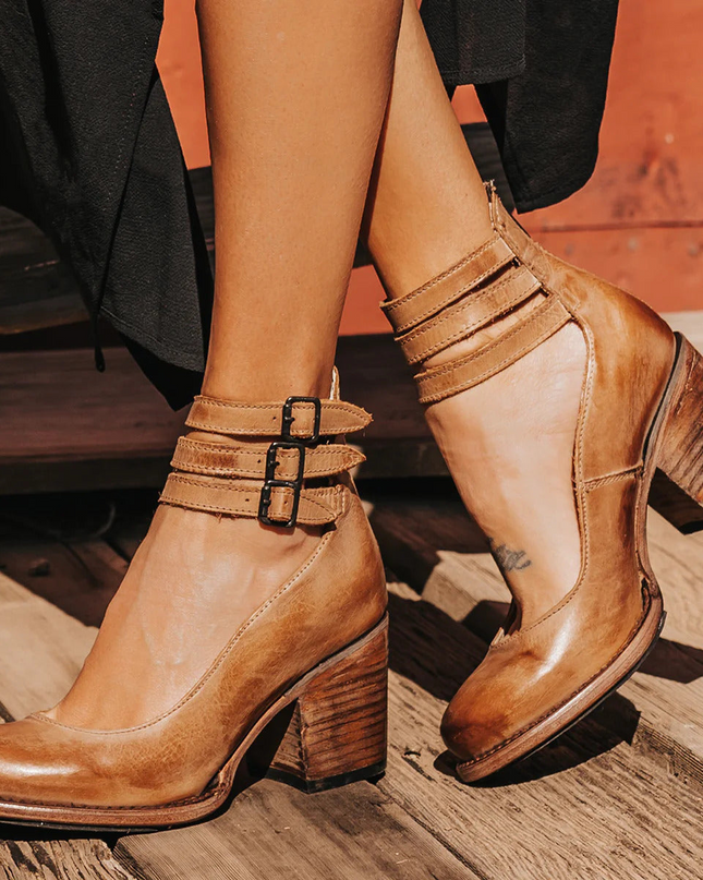 Veronelle | High Heels Sandals – Three Straps Block Heel