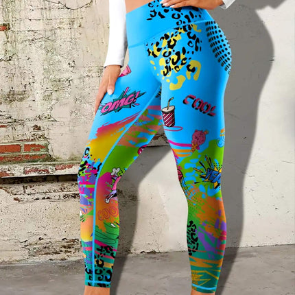Vintessa | Women’s High-Rise Leggings – Retro-Inspired Activewear - Blue