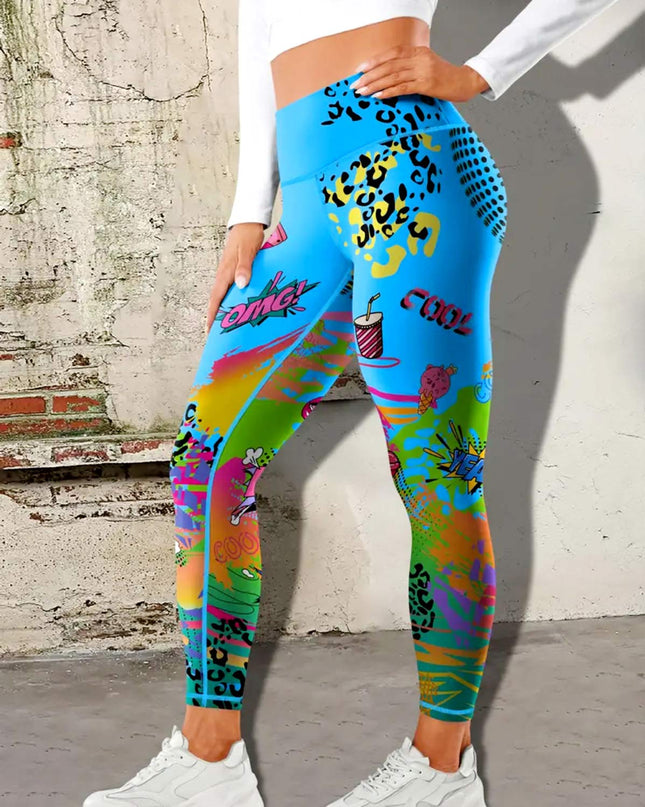 Vintessa | Women’s High-Rise Leggings – Retro-Inspired Activewear - Blue