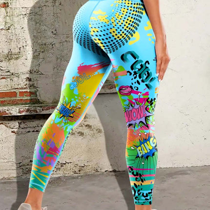 Vintessa | Women’s High-Rise Leggings – Retro-Inspired Activewear - Cyan