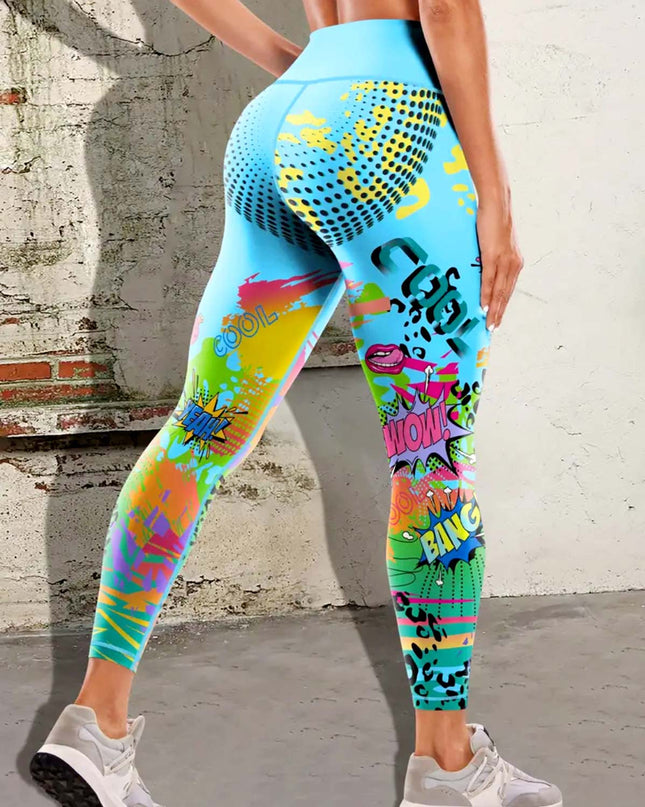 Vintessa | Women’s High-Rise Leggings – Retro-Inspired Activewear - Cyan