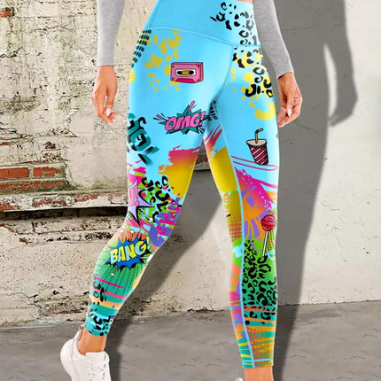 Vintessa | Women’s High-Rise Leggings – Retro-Inspired Activewear - Cyan
