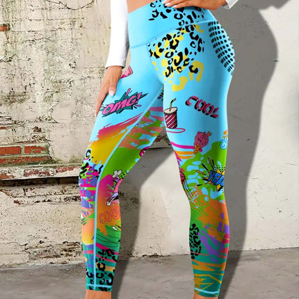 Vintessa | Women’s High-Rise Leggings – Retro-Inspired Activewear - Cyan