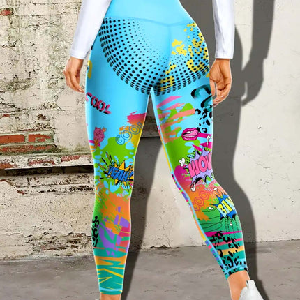 Vintessa | Women’s High-Rise Leggings – Retro-Inspired Activewear - Cyan