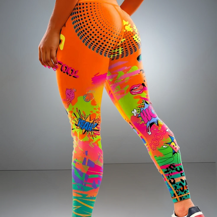 Vintessa | Women’s High-Rise Leggings – Retro-Inspired Activewear - Orange