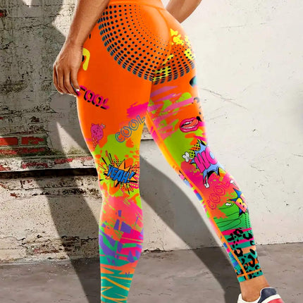 Vintessa | Women’s High-Rise Leggings – Retro-Inspired Activewear - Orange