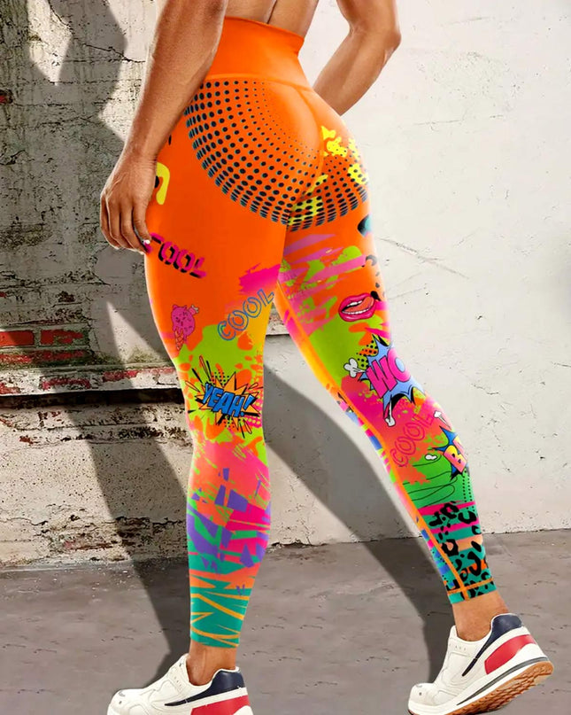 Vintessa | Women’s High-Rise Leggings – Retro-Inspired Activewear - Orange