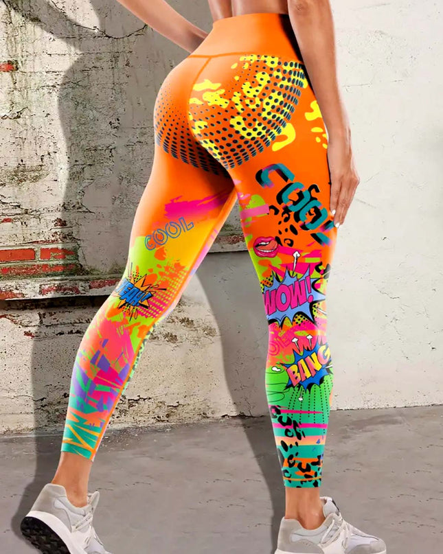 Vintessa | Women’s High-Rise Leggings – Retro-Inspired Activewear - Orange