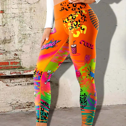 Vintessa | Women’s High-Rise Leggings – Retro-Inspired Activewear - Orange