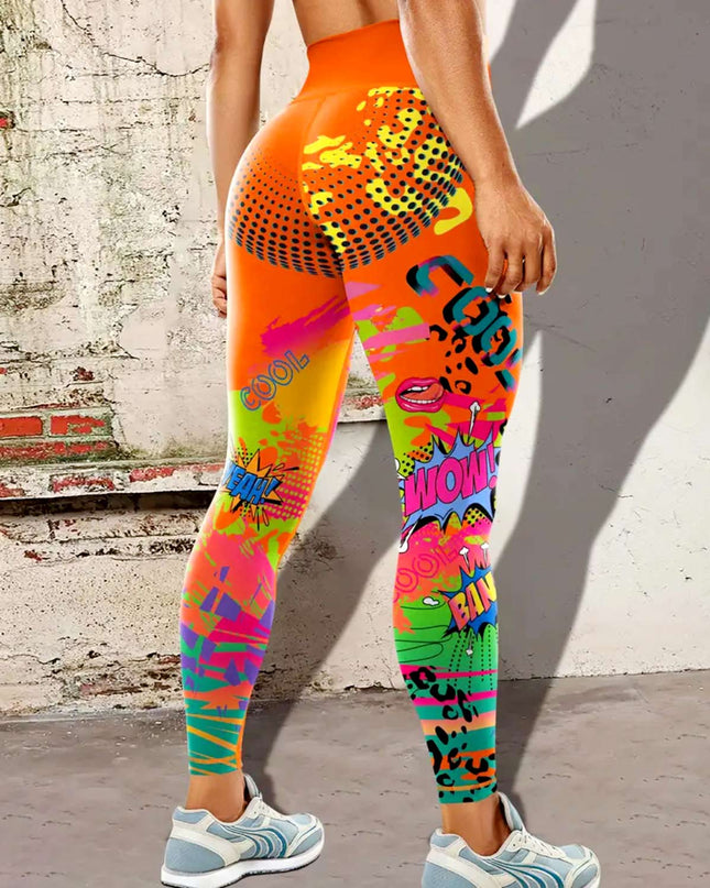 Vintessa | Women’s High-Rise Leggings – Retro-Inspired Activewear - Orange