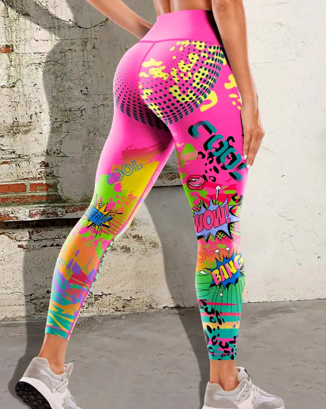Vintessa | Women’s High-Rise Leggings – Retro-Inspired Activewear - Pink