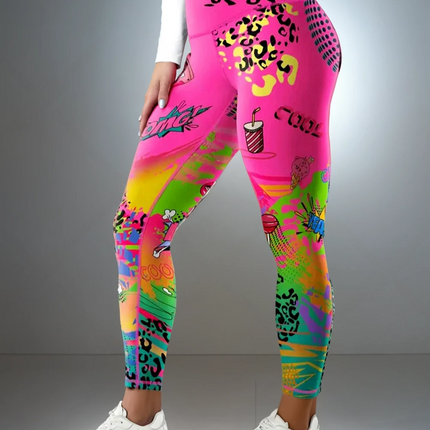 Vintessa | Women’s High-Rise Leggings – Retro-Inspired Activewear - Pink