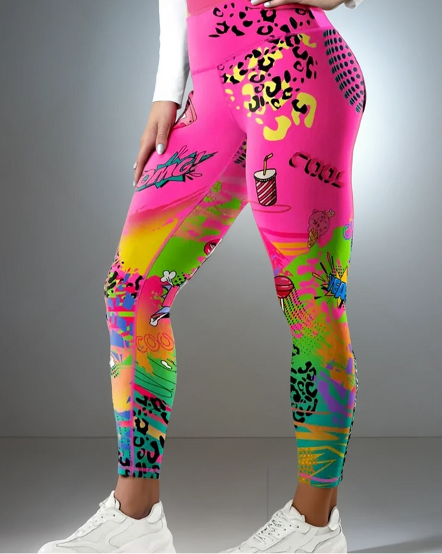 Vintessa | Women’s High-Rise Leggings – Retro-Inspired Activewear - Pink