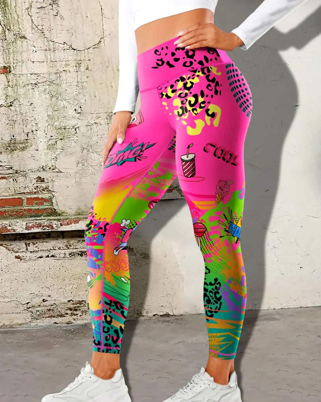 Vintessa | Women’s High-Rise Leggings – Retro-Inspired Activewear - Pink