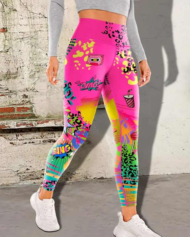 Vintessa | Women’s High-Rise Leggings – Retro-Inspired Activewear - Pink