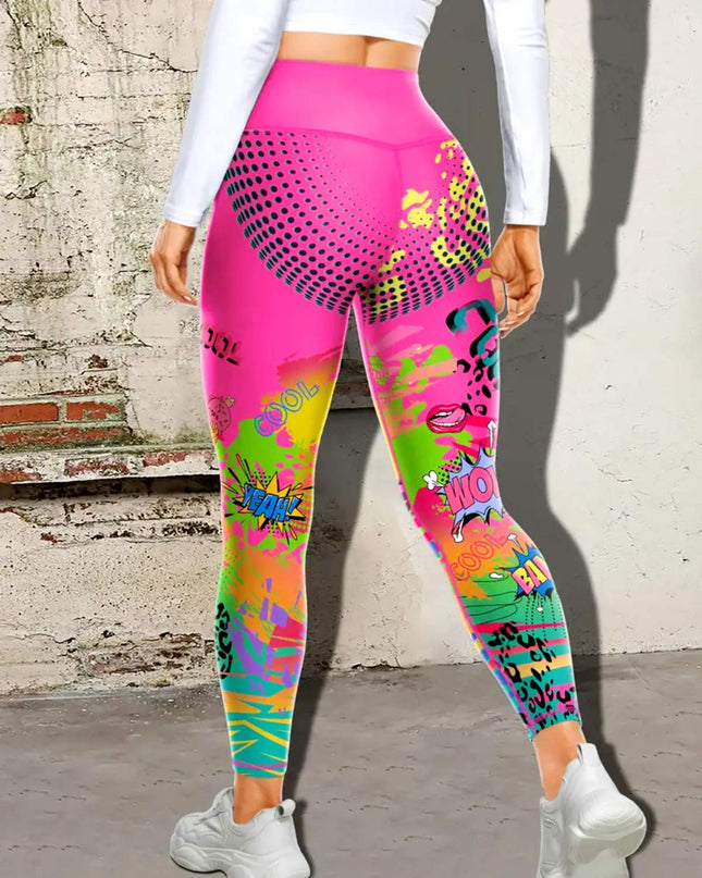 Vintessa | Women’s High-Rise Leggings – Retro-Inspired Activewear - Pink