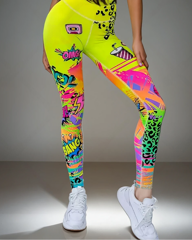 Vintessa | Women’s High-Rise Leggings – Retro-Inspired Activewear - Yellow