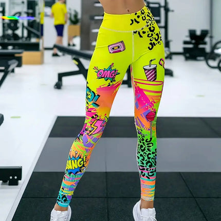 Vintessa | Women’s High-Rise Leggings – Retro-Inspired Activewear - Yellow