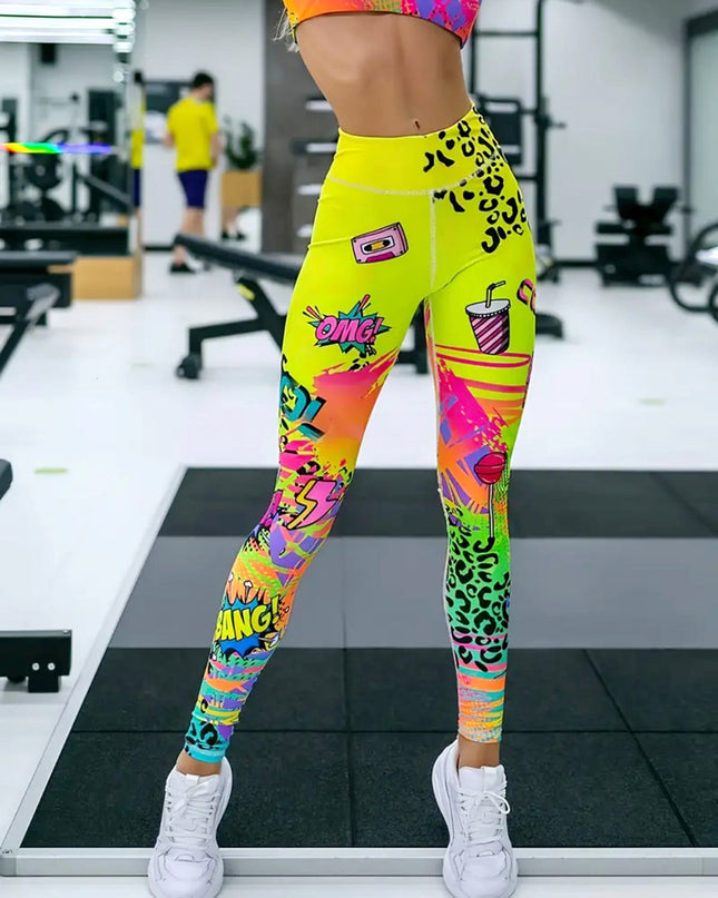 Vintessa | Women’s High-Rise Leggings – Retro-Inspired Activewear - Yellow