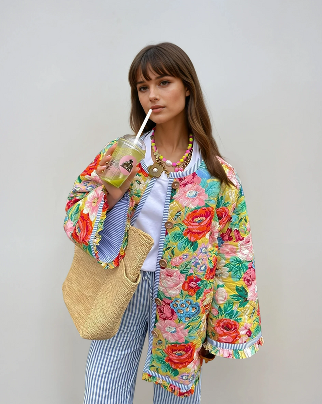 Yrsa | Buttoned Floral Jacket – Cropped Jacket