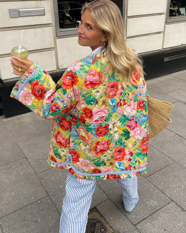 Yrsa | Buttoned Floral Jacket – Cropped Jacket