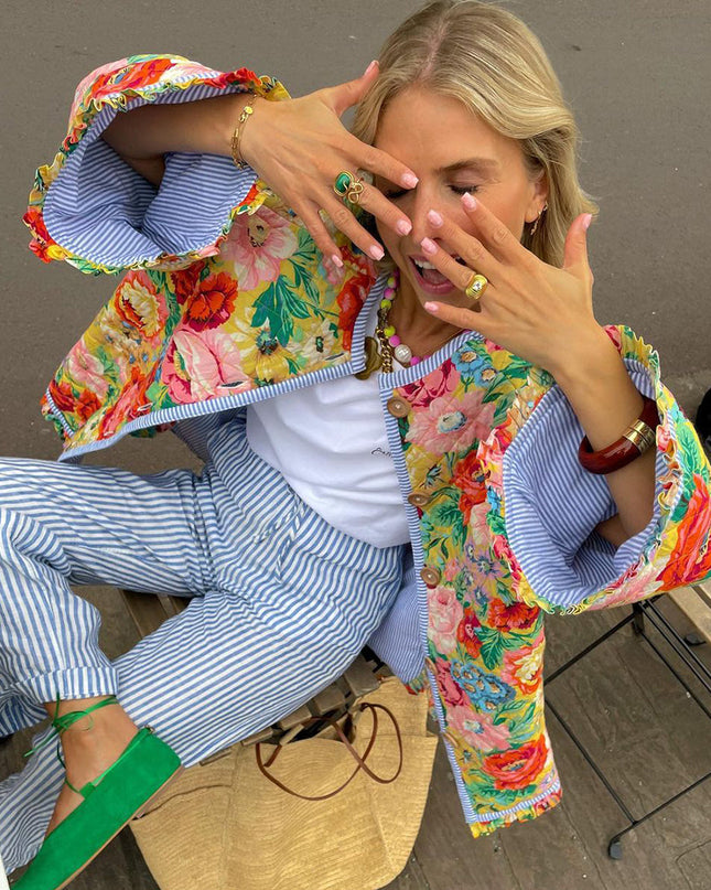 Yrsa | Buttoned Floral Jacket – Cropped Jacket