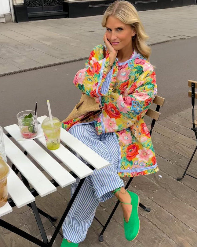 Yrsa | Buttoned Floral Jacket – Cropped Jacket