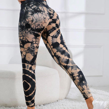 Zephyra | Women’s Tie-Dye Scrunch Leggings – Flow & Form Fit - Brown
