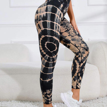 Zephyra | Women’s Tie-Dye Scrunch Leggings – Flow & Form Fit - Brown