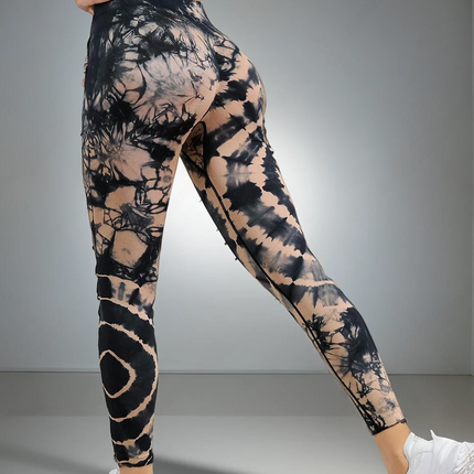Zephyra | Women’s Tie-Dye Scrunch Leggings – Flow & Form Fit - Brown