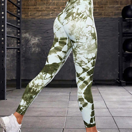 Zephyra | Women’s Tie-Dye Scrunch Leggings – Flow & Form Fit - Green