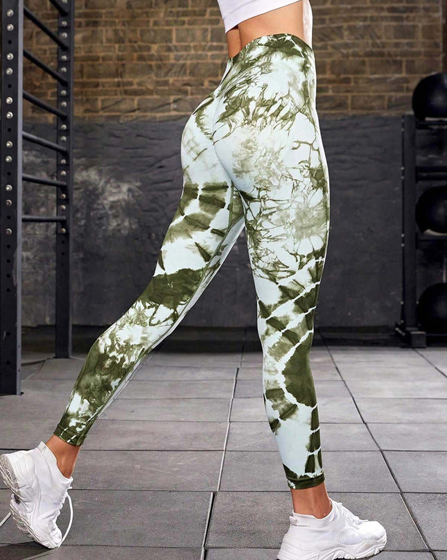 Zephyra | Women’s Tie-Dye Scrunch Leggings – Flow & Form Fit - Green