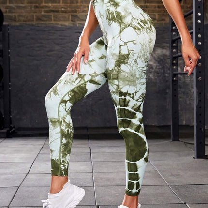 Zephyra | Women’s Tie-Dye Scrunch Leggings – Flow & Form Fit - Green