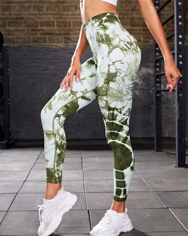 Zephyra | Women’s Tie-Dye Scrunch Leggings – Flow & Form Fit - Green