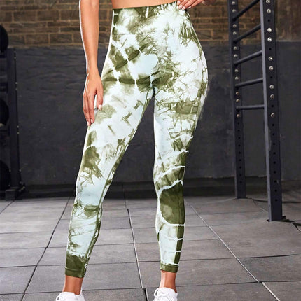 Zephyra | Women’s Tie-Dye Scrunch Leggings – Flow & Form Fit - Green