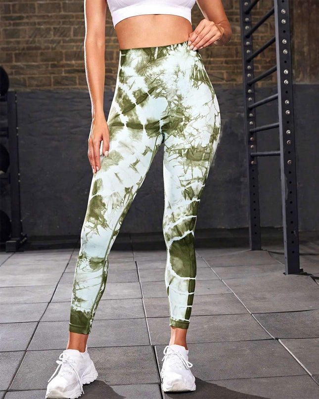 Zephyra | Women’s Tie-Dye Scrunch Leggings – Flow & Form Fit - Green
