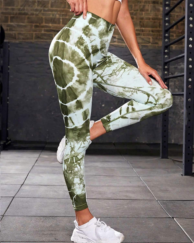 Zephyra | Women’s Tie-Dye Scrunch Leggings – Flow & Form Fit - Green