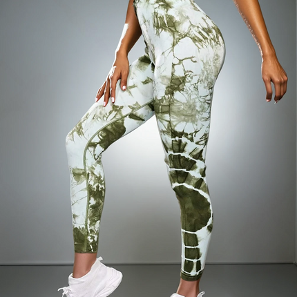Zephyra | Women’s Tie-Dye Scrunch Leggings – Flow & Form Fit - Green